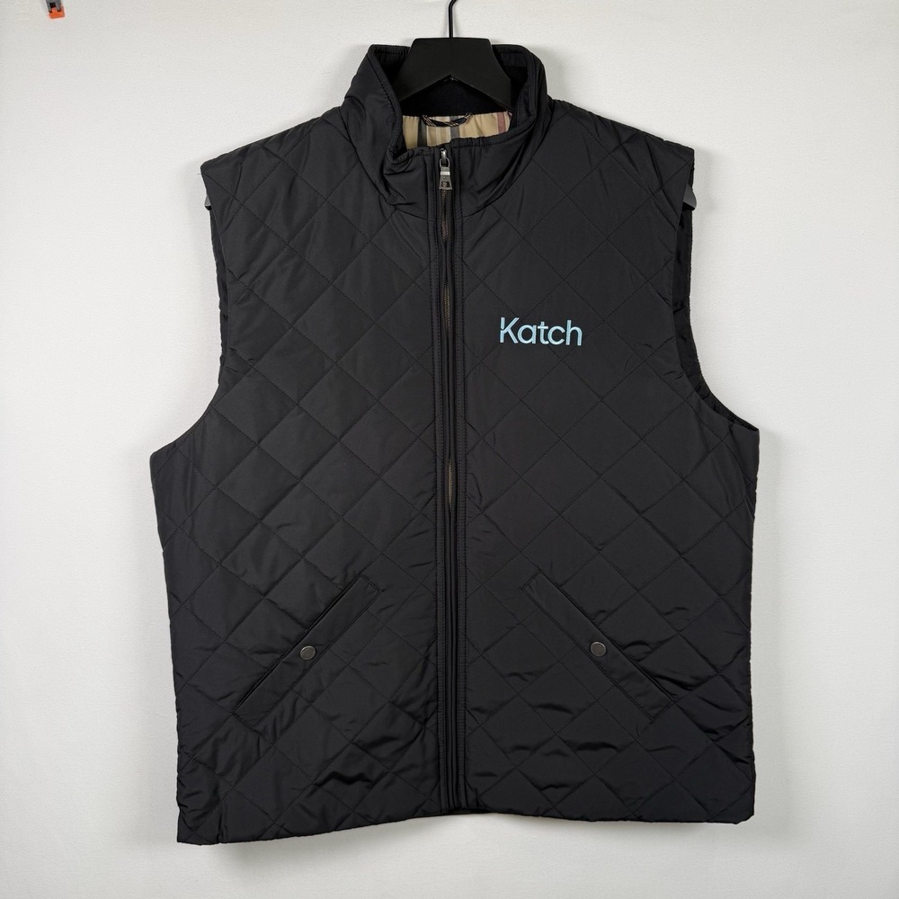 Brooks Brothers Puffer Vest Men Large Black Full Zip Quilted Vest BB18602 LOGO